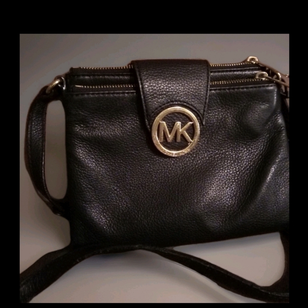 Michael Kors Black Crossbody Bag with Gold Logo